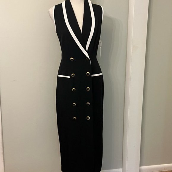 Danny & Nicole Double Breasted Dress Size 12 NWT Black & White - Picture 4 of 9